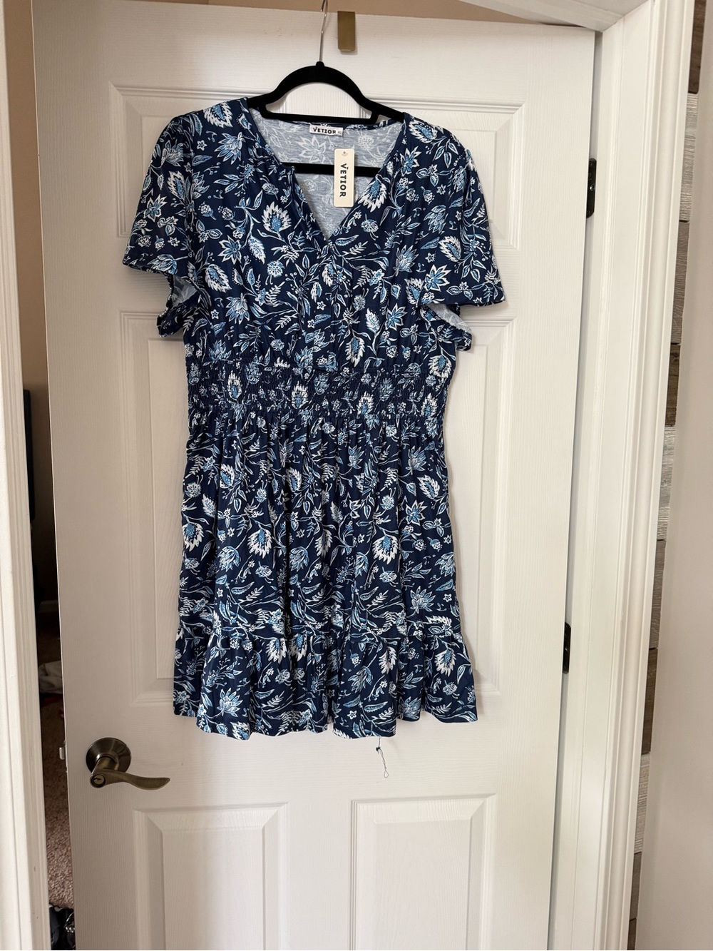 Vero Moda Dark Blue Floral Ruffle Dress